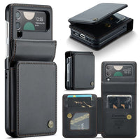 Samsung Galaxy Z Flip 4 CaseMe C22 PU Leather Card Wallet Cover - Black - Cover CaseMe