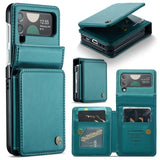 Samsung Galaxy Z Flip 4 CaseMe C22 PU Leather Card Wallet Cover - Blue - Cover CaseMe