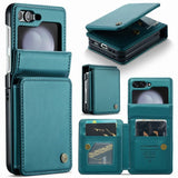 Samsung Galaxy Z Flip 5 CaseMe C22 PU Leather Card Wallet Cover - Blue