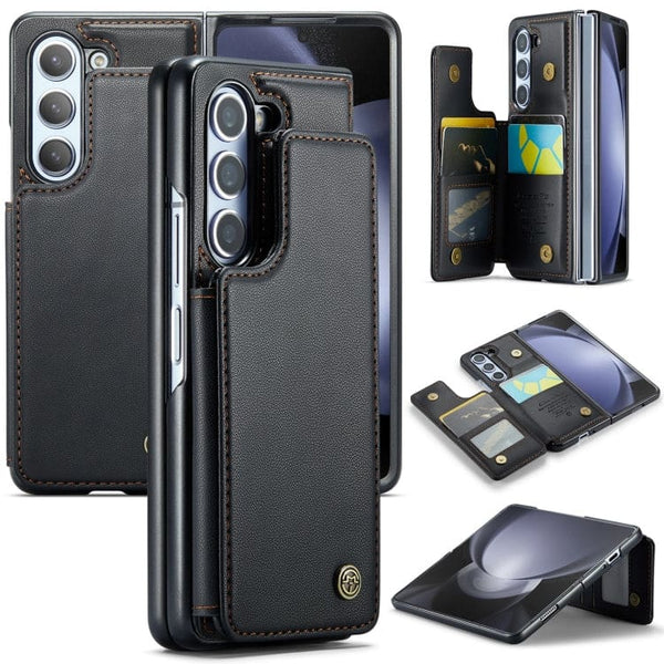 Samsung Galaxy Z Fold 5 CaseMe C22 PU Leather Card Wallet Cover - Black - Cover CaseMe