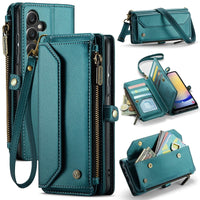 Samsung Galaxy A55 5G CaseMe C36 Wallet Multi-Card Slots Cash Pocket Zipped Wallet - Blue Sea - CaseMe