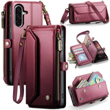 Samsung Galaxy A56 5G CaseMe C36 Wallet Multi-Card Slots Cash Pocket Zipped Wallet - Red - CaseMe