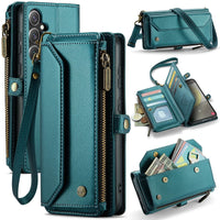 Samsung Galaxy S25 + 5G CaseMe C36 Wallet Multi-Card Slots Cash Pocket Zipped Wallet - Blue Sea - CaseMe