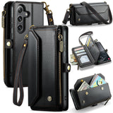 Samsung Galaxy S25 FE CaseMe C36 Wallet Multi-Card Slots Cash Pocket Zipped Wallet - Black - CaseMe