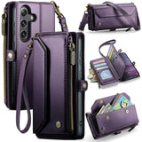 Samsung Galaxy S25 FE CaseMe C36 Wallet Multi-Card Slots Cash Pocket Zipped Wallet - Purple - CaseMe