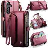 Samsung Galaxy S25 FE CaseMe C36 Wallet Multi-Card Slots Cash Pocket Zipped Wallet - Red - CaseMe