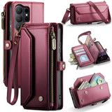 Samsung Galaxy S26 ULTRA CaseMe C36 Wallet Multi-Card Slots Cash Pocket Zipped Wallet - Red - CaseMe