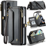 Samsung Galaxy Z Fold 3 CaseMe C36 Wallet 7 Card Slots Cash Pocket Zipped Coin Wallet - Black - CaseMe