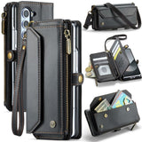 Samsung Galaxy Z Fold 5 CaseMe C36 Wallet 7 Card Slots Cash Pocket Zipped Coin Wallet - Black - CaseMe