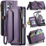 Samsung Galaxy Z Fold 5 CaseMe C36 Wallet 7 Card Slots Cash Pocket Zipped Coin Wallet - Purple - CaseMe