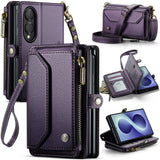 Samsung Galaxy Z Fold8 CaseMe C36 Wallet 6 Card Slots Cash Pocket Zipped Coin Wallet - Purple - CaseMe