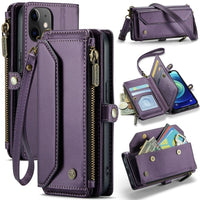 Apple iPhone 11 CaseMe C36 Wallet 7 Card Slots Cash Pocket Zipped Coin Wallet - Purple - CaseMe