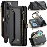 Apple iPhone 11 Pro Max CaseMe C36 Wallet 7 Card Slots Cash Pocket Zipped Coin Wallet (Copy) - Black - CaseMe