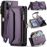 Apple iPhone 11 Pro Max CaseMe C36 Wallet 7 Card Slots Cash Pocket Zipped Coin Wallet (Copy) - Purple - CaseMe