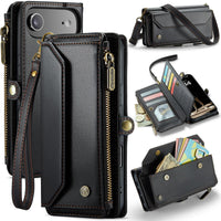 Apple iPhone 17 Air CaseMe C36 Wallet 7 Card Slots Cash Pocket Zipped Coin Wallet - Black - CaseMe