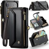 Apple iPhone 17 Air CaseMe C36 Wallet 7 Card Slots Cash Pocket Zipped Coin Wallet - Black - CaseMe