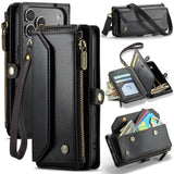 Apple iPhone 17 Pro CaseMe C36 Wallet 7 Card Slots Cash Pocket Zipped Coin Wallet - Black - CaseMe