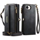 Apple iPhone 16e CaseMe C39 Wallet RFID Protection 9 Card Slots Cash Pocket Zipped Coin Wallet Black CaseMe