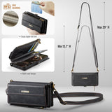 Apple iPhone 16e CaseMe C39 Wallet RFID Protection 9 Card Slots Cash Pocket Zipped Coin Wallet Black CaseMe
