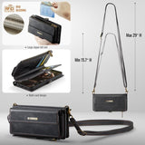 Apple iPhone 16e CaseMe C39 Wallet RFID Protection 9 Card Slots Cash Pocket Zipped Coin Wallet Black CaseMe