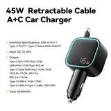 Essager 45W Retractable Car Charger with USB-C and USB-A Ports - Essager