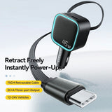 Essager 45W Retractable Car Charger with USB-C and USB-A Ports - Essager