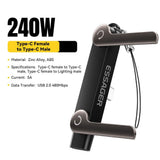 Essager USB C Female to USB C Male Adapter 240W 40Gbps 90 Degree L-Shape - Essager