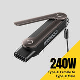 Essager USB C Female to USB C Male Adapter 240W 40Gbps 90 Degree L-Shape - Essager