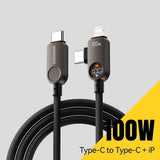 Essager ES-X88 2-in-1 100W Type-C to Type-C & Lightning Cable with LED Display (2m) - Essager