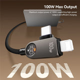 Essager ES-X88 2-in-1 100W Type-C to Type-C & Lightning Cable with LED Display (2m) - Essager