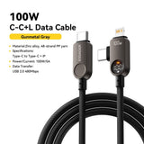 Essager ES-X88 2-in-1 100W Type-C to Type-C & Lightning Cable with LED Display (2m) - Essager