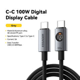Essager ES-X89 100W Type-C to Type-C Cable with LED Power Display - 1m - Essager