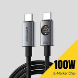 Essager ES-X89 100W Type-C to Type-C Cable with LED Power Display - 1m - Essager