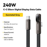 Essager ES-X92 240W 90-Degree Right Angle Type-C Cable with LED Display (2m) - Essager