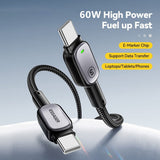 Essager Type-C to Type-C 60W Smart LED Braided Data Cable - 2m - Essager