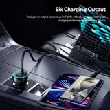 ESSAGER F789 135W Max Rear-Seat Car 6-Port Charger with 70cm Retractable Cables - Essager