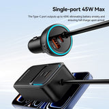 ESSAGER F789 135W Max Rear-Seat Car 6-Port Charger with 70cm Retractable Cables - Essager
