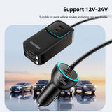 ESSAGER F789 135W Max Rear-Seat Car 6-Port Charger with 70cm Retractable Cables - Essager