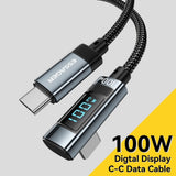 Essager EX-47 2m 100W Digital Display USB-C to USB-C Elbow Charging Cable - Essager