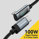 Essager EX-47 2m 100W Digital Display USB-C to USB-C Elbow Charging Cable - Essager