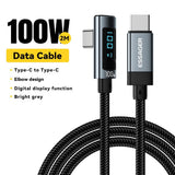 Essager EX-47 2m 100W Digital Display USB-C to USB-C Elbow Charging Cable - Essager