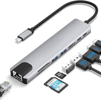 ST81 8 Port USB Type C Hub Dock USB3.0 Type C Charge HDMI DP Alt Ethernet Card Reader Noco