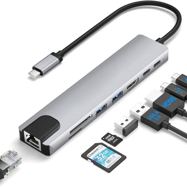 ST81 8 Port USB Type C Hub Dock USB3.0 Type C Charge HDMI DP Alt Ethernet Card Reader Noco