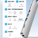 ST81 8 Port USB Type C Hub Dock USB3.0 Type C Charge HDMI DP Alt Ethernet Card Reader Noco
