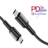 Kuulaa KL-X06 Type-C to Type-C 3A/60W Zinc Alloy Fast Charging Cable Length: 1metre - Haweel