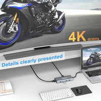 QGeeM 9 in 1 USB Type C Docking Station RJ45 4K HDMI USB 3.0 PD Charging Car Reader Noco