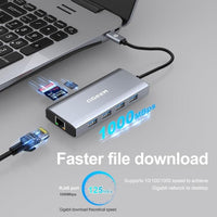 QGeeM 9 in 1 USB Type C Docking Station RJ45 4K HDMI USB 3.0 PD Charging Car Reader Noco