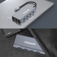QGeeM 9 in 1 USB Type C Docking Station RJ45 4K HDMI USB 3.0 PD Charging Car Reader Noco
