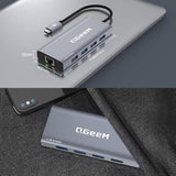 QGeeM 9 in 1 USB Type C Docking Station RJ45 4K HDMI USB 3.0 PD Charging Car Reader Noco