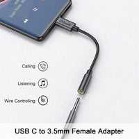 UA15 USB-C/Type-C to 3.5mm Audio Adapter Cable with DAC - Black - NOCO